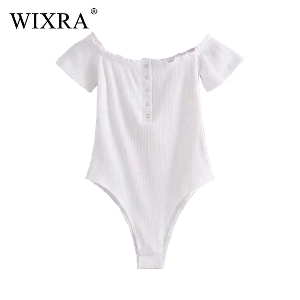 WIXRA الأساسية قبالة الكتف الكشكشة داخلية الجسم وزرة الصيف اللياقة البدنية مثير ارتداءها المرأة قصيرة الأكمام السروال القصير للنساء WIXRA الأساسية قبالة الكتف الكشكشة داخلية الجسم وزرة الصيف اللياقة البدنية مثير ارتداءها المرأة قصيرة الأكمام السروال القصير للنساء