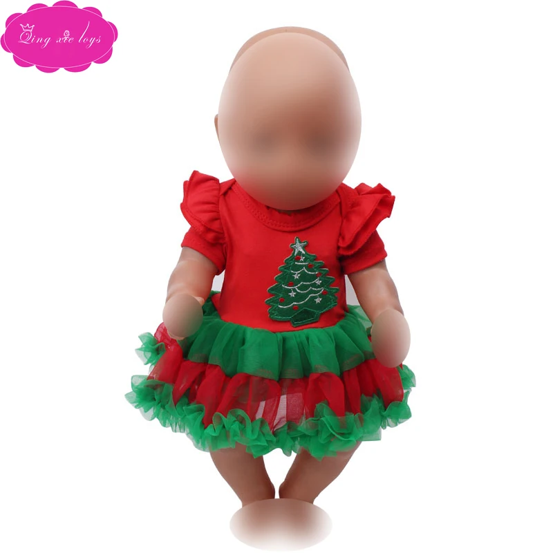 Одежда для кукол, рождественское красное платье, свитер, костюм, юбка, подходит для американских 18 дюймовых кукол для девочек и 43 см, Детская кукла f43
