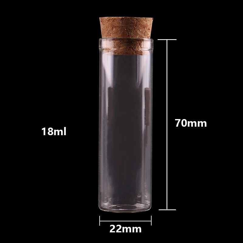 Storage box 4ml/5ml/6ml/18ml/22ml Small Test Tube Cork Stopper Bottles Jars Vials DIY Craft 100pieces