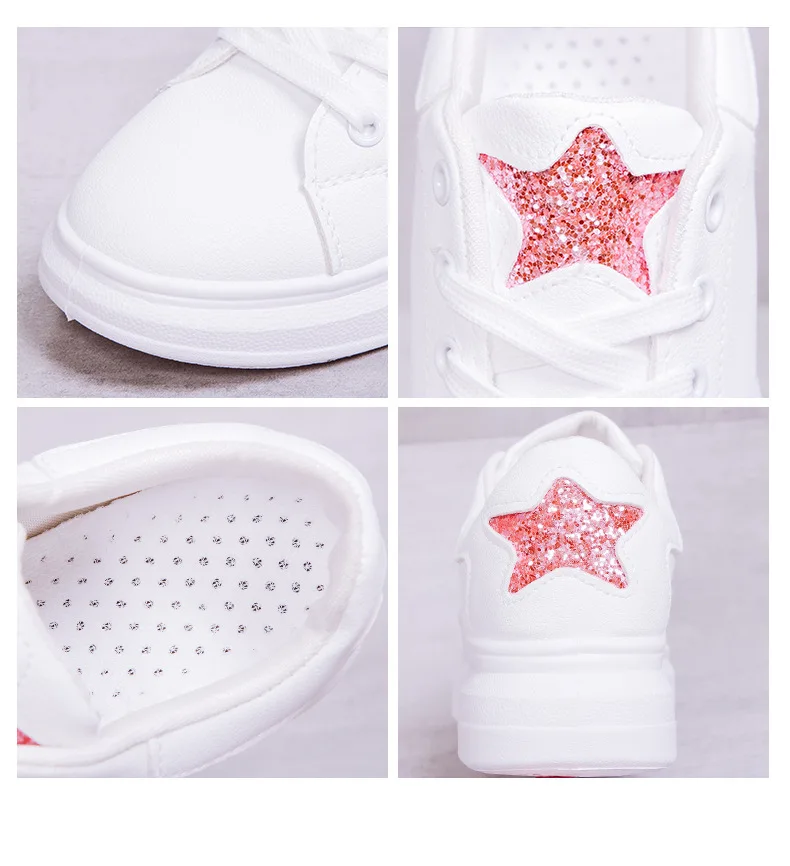 Весенняя обувь на танкетке с пятью звездами; Белая обувь из сетчатого материала; женские кроссовки на платформе; Tenis Feminino; повседневная женская обувь