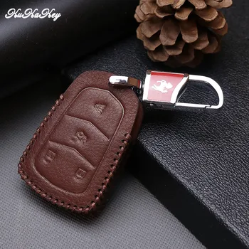 

For Cadillac CTS Escalade SRX ATS STS XTS CT6 XT5 Shell Skin Leather Car Key Case Cover Bag Key ring Chain Fob Holder