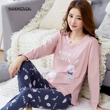 Осенне-зимние женские пижамные комплекты из двух предметов из чистого хлопка, ночные повседневные брюки, женские ночные рубашки с рукавами, Пижама для отдыха, большие размеры