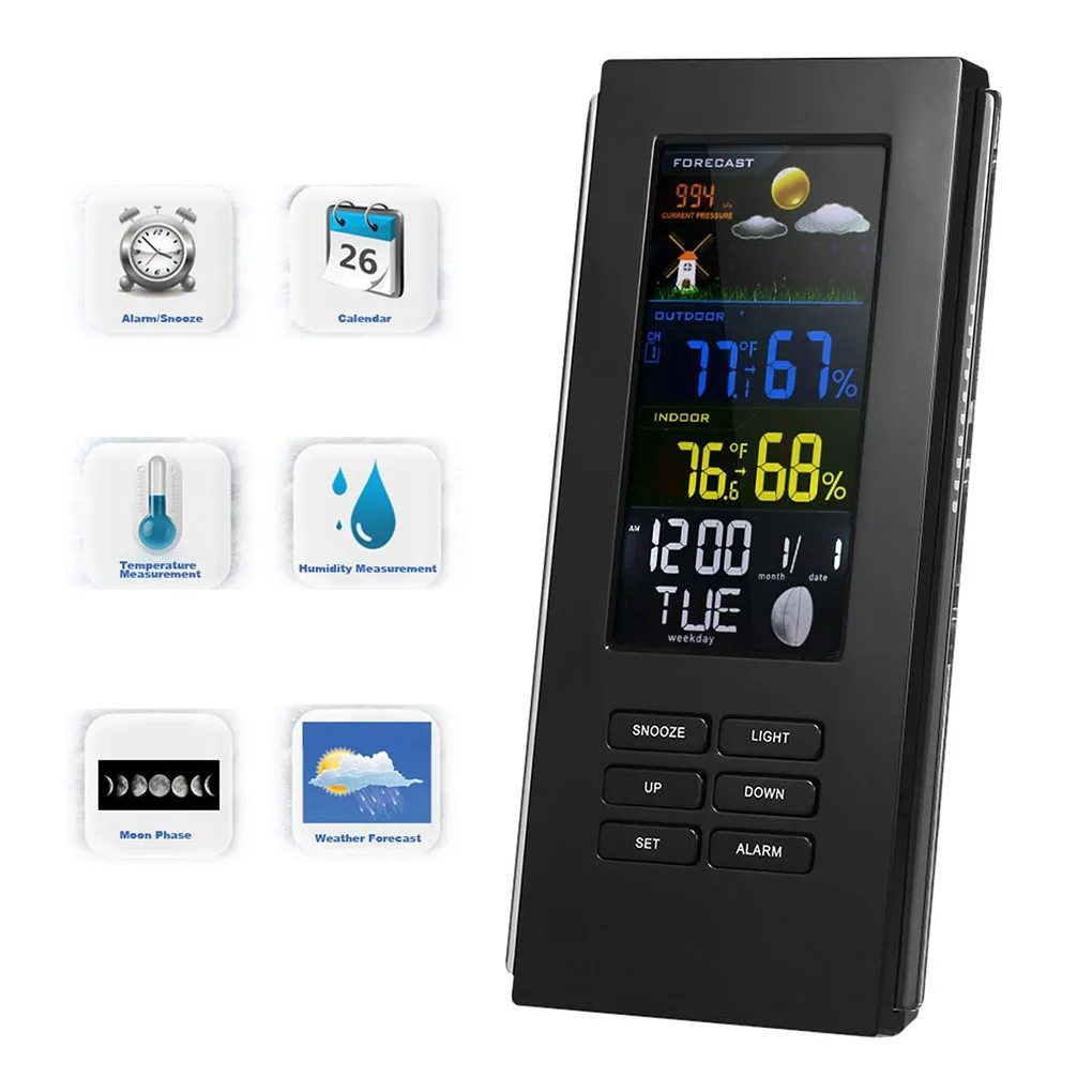 

Digital Thermometer Hygrometer with Remote Sensor Colorful Wireless Weather Station In/Outdoor Temperature Humidity Monitor