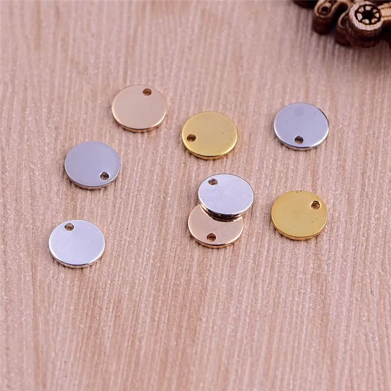 

10pcs 8MM Copper Smooth Flat Round Disc End Charms Gold Silver Single Hole Pendant Accessories Diy Earrings Tag Charm Findings