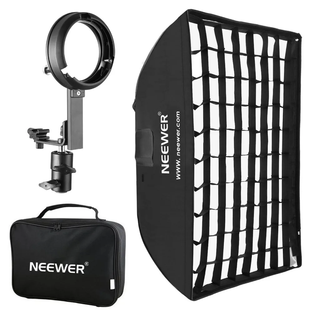 Neewer 24"x35"/60x90cm Grid Flash Softbox Diffuser+L type Bracket+Bag for Nikon SB 600