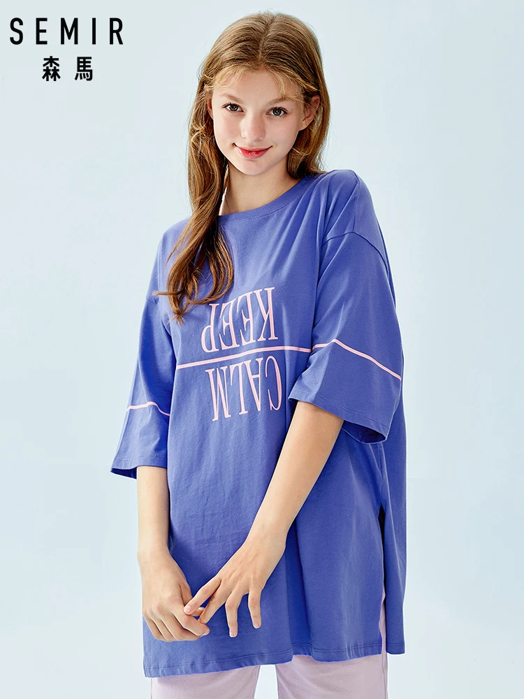 

SEMIR Women Cotton Crewneck Shirt with Long Sleeves Women's Lomg-sleeved Shirt Top with Ribbed Cuff and Hem for Spring Autumn