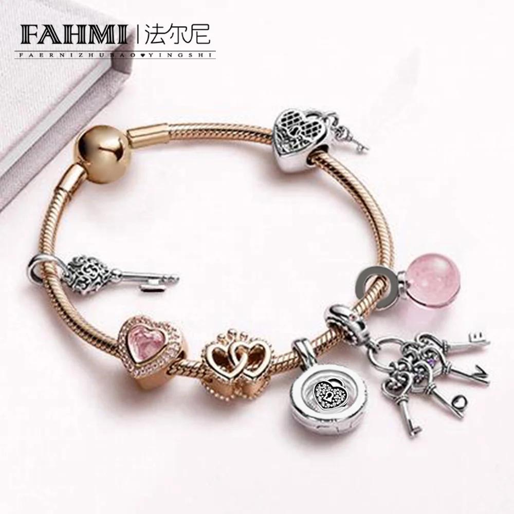 

FAHMI 100% 925 Sterling Silver Indispensable Modern Charm Bracelet Set Suitable for Lover Gift Original Women Fashion Jewelry