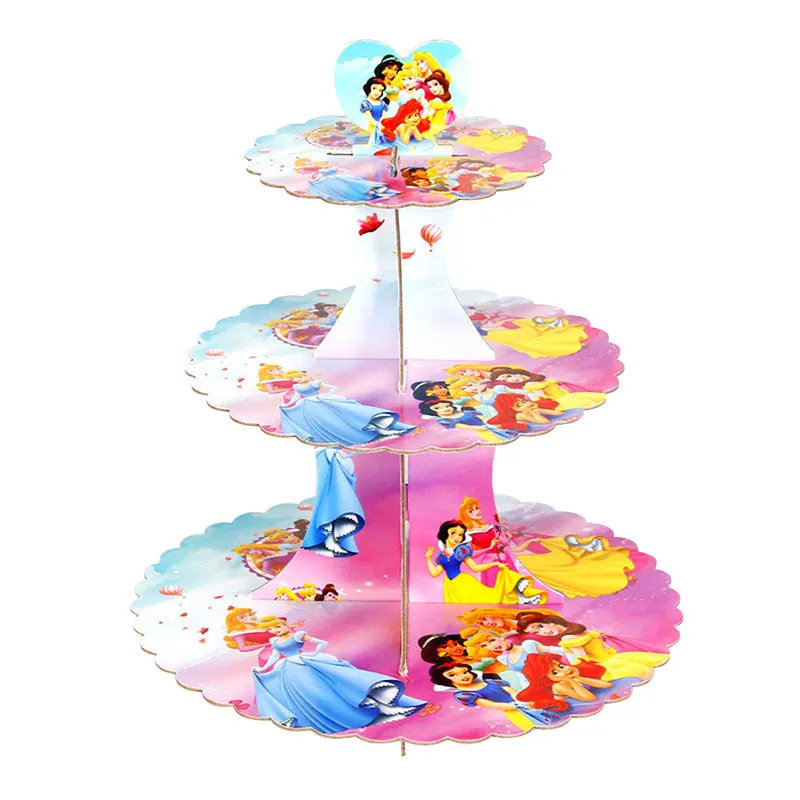 Дисней шесть Принцесса Тема ребенок день рождения свадьба Бумажные кружки, тарелки, салфетки соломы Белоснежка тема маска колпачок Подарочный пакет поставка - Цвет: Cake Stand-1-1pcs