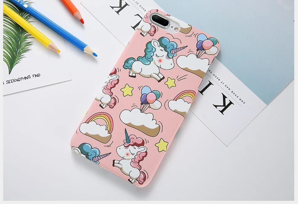 KISSCASE Единорог рисунком чехол на айфон 8 7 6S 6 X XS Max XR Cute Case телефон чехлы для iPhone 8 7 6S 6 Plus Жесткий PC задняя крышка аксессуары 10 Милый Девчушки чехол для iPhone X 5S SE 5 10