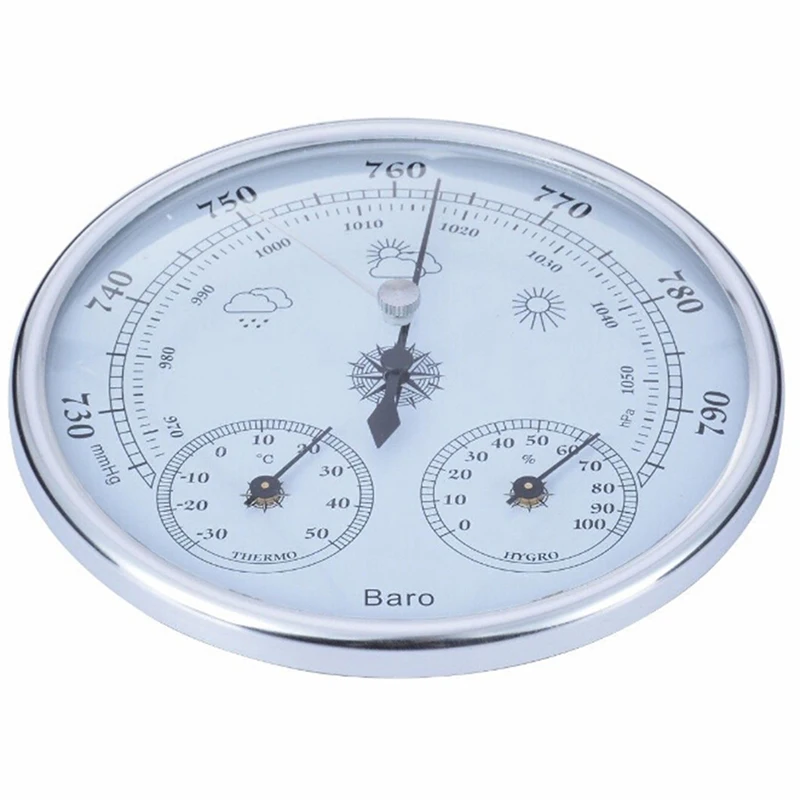 Wall High Accuracy Pressure Gauge Air Weather Instrument BarometersMounted Household Thermometer Hygrometer