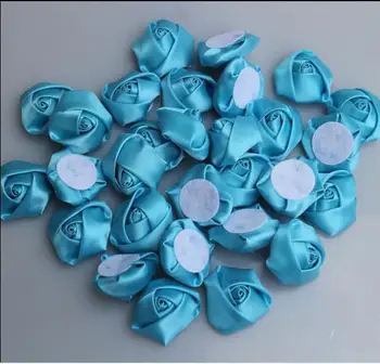 

100Pcs/Lot 3.5cm Dark Blue Flowers Handmade Satin Rose Ribbon Flowers DIY For Make Wedding Bouquet Flower AccessoriesViolet