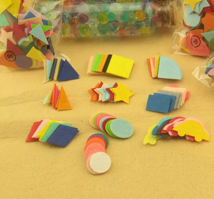 

100pcs/bag 10 shapes Artificial Non Woven Fabric Felt patches Felt Eco-Friendly Cloth sewing crafs DIY craft supplies
