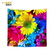 HUGSIDEA 3D цветок Цветочный принт платок шеи шарф для дамы Девушка творческая платок банданы площадь карман Полотенца головы Обёрточная бумага