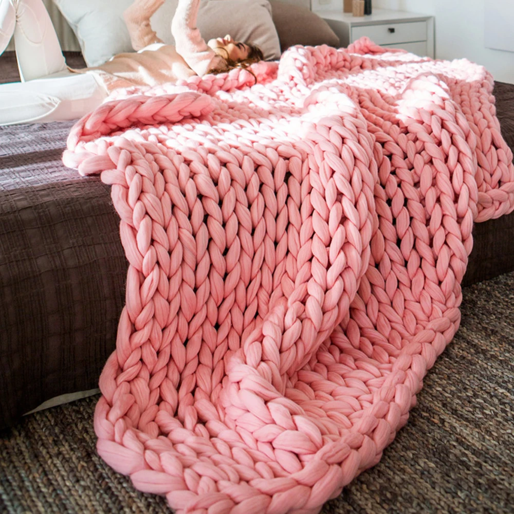 cheap Blankets and Throws Fleece Blanket Warm Hand Woven Knitted Sofa