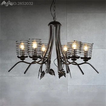 

JW American Creative Loft Retro Spring Candle Chandeliers Iron Chandeliers for Living Room Restaurant Bar Home Lighting Decor