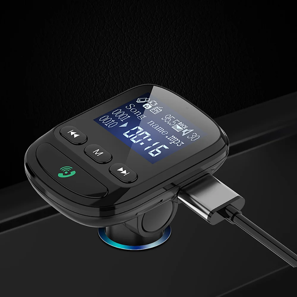 

Ca RBluetooth 5.0 Mp3 Player Music FM Transmitter Rotating Car Modulator With Voltage Detection And Navigation Broadcast