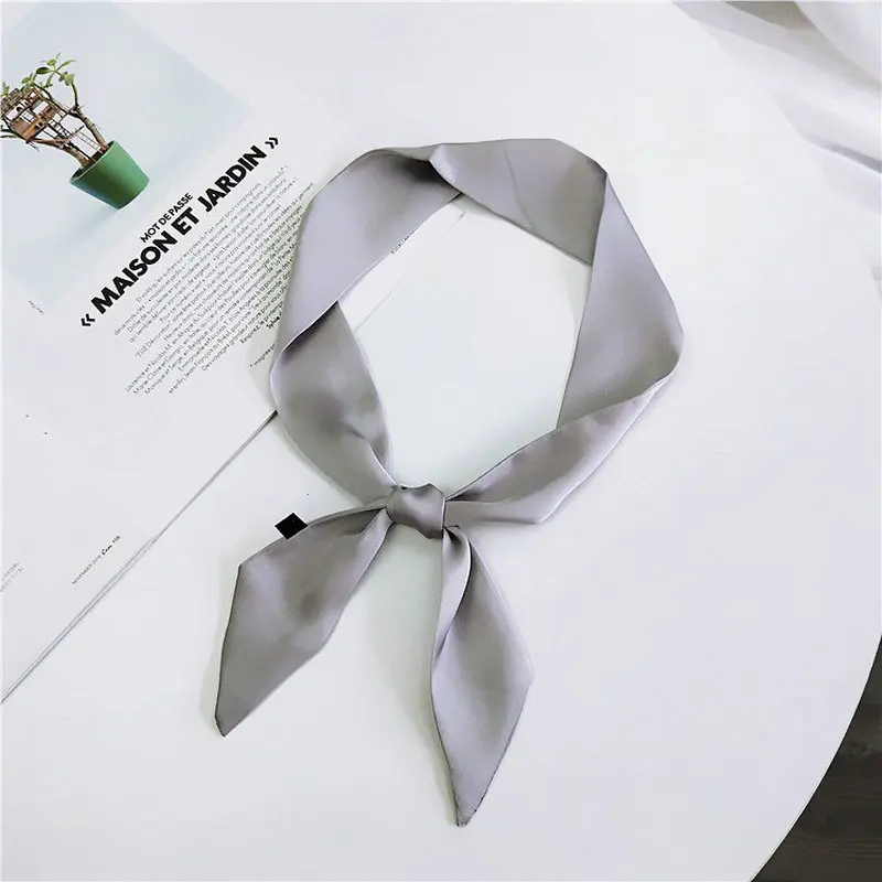 

Solid Color Small Silk Scarf Female Spring Summer Decorative Tied Bag Wrapped Handle Ribbon Wild Small Wrist Band New 90*5cm