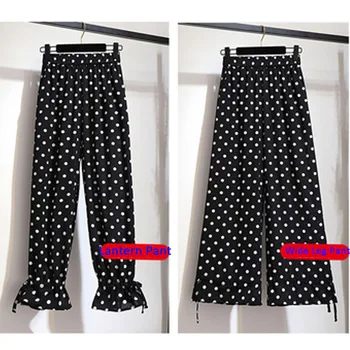 

Plus Size 5XL 2019 Spring Summer Women Trousers Dot Wide Leg Pants Loose High Waist Ladies Capris Vintage Straight Lantern Pants