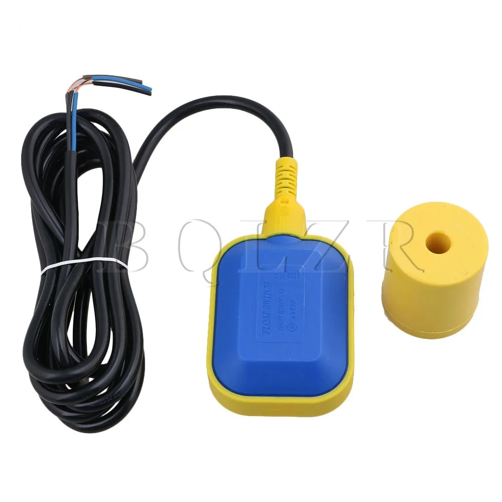 

BQLZR Black & Yellow Plastic 0-220V 300CM 9.84ft Cable Water Float Switch Fluid Level Controller for Tank Sum Pump