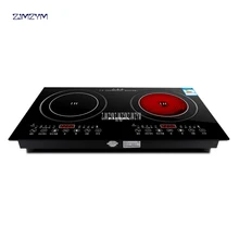 

2200W electric induction cooker /cooktop/ stove /cookware/hob/ ceramic stove with 2 cookers Black Micro Crystal Panel YT-22