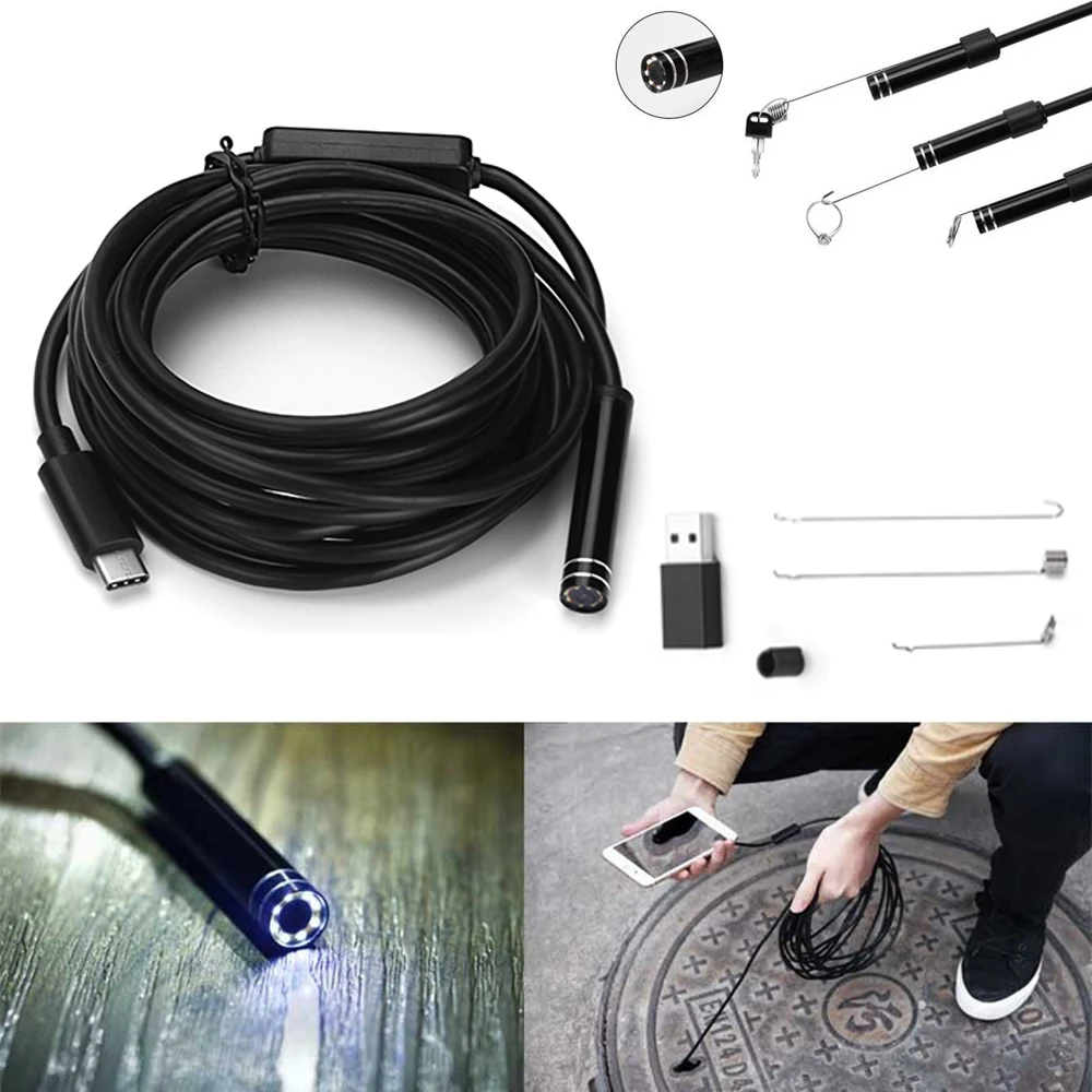 

New 1m 3m 5m 7m 10m Android Endoscop USB Camera Type C USB Endoscopio Inspection Camera PC Android for Huawei Phones Borescope