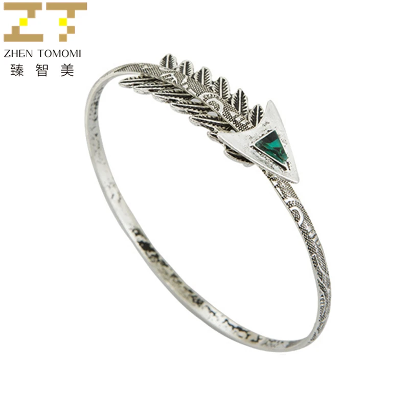 

2019 Hot Fashion Vintage retro Arrows Leaves Opening Adjustable Big/small Charm Arm Bangles For Women Jewelry Summer Style Beach
