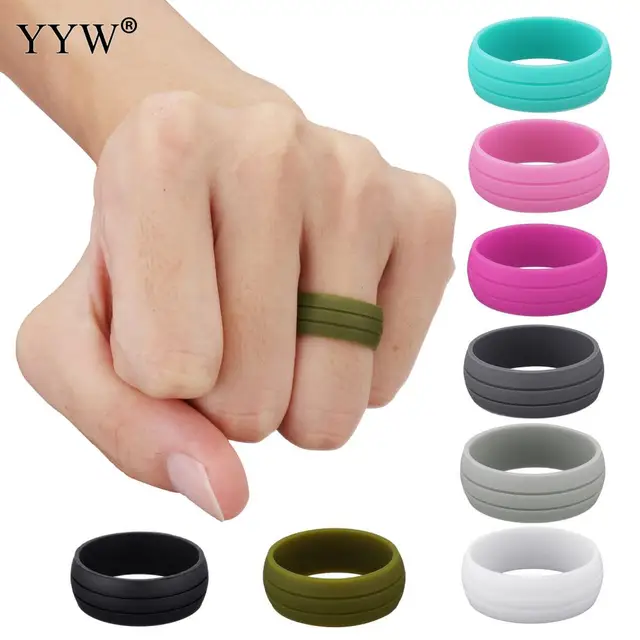8MM Size 6-12 Hypoallergenic Crossfit Flexible Rubber Silicone Ring Finger Rings 8MM Size 6-12 Hypoallergenic Crossfit Flexible Rubber Silicone Ring Finger Rings