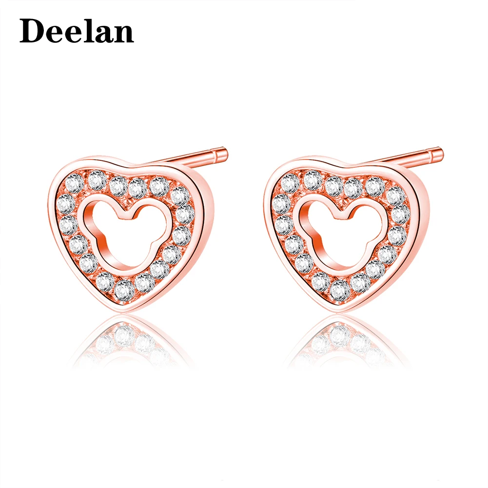 

ERLUER Mickey Stud Earring For Women AAA Zircon Crystal Wedding Bridal Jewelry Girls Fashion Rose Gold Silver Color Earrings