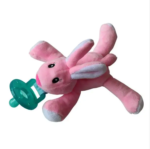 Милая Детская плюшевая игрушка, соска для новорожденных мальчиков и девочек, мультяшная Соска-пустышка Силиконовая пустышка, соска, аксессуары для кормления - Цвет: pink rabbit