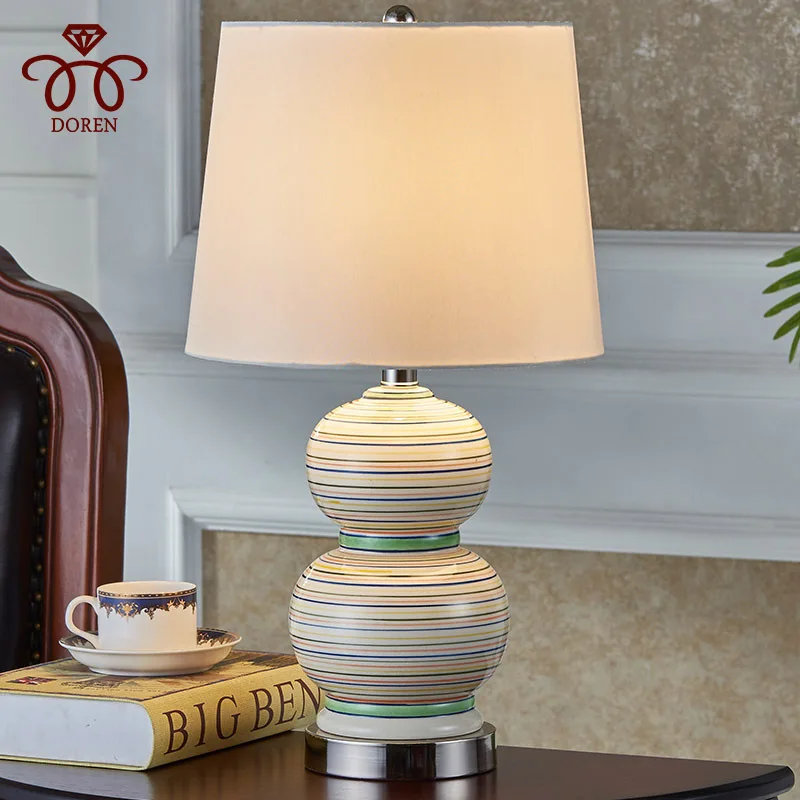 

TUDA 30X55cm Free Shipping Modern European Style Table Lamp Ceramic Table Lamp For Bedroom Living Room Originality Table Lamp