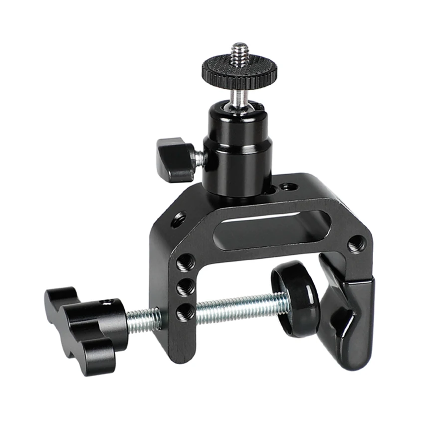 

CAMVATE Heavy-duty C Clamp Grip + 1/4"-20 Ball Head Support Holder (Black Locking Knob) C2171