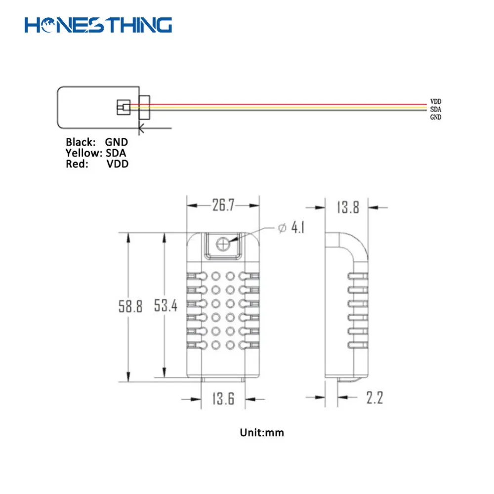 HonesThing AM2301 Temperature Humidity Sensor Temp Transducer Thermometer Probe for Refrigerator,Alarm System,Remote Monitoring 6
