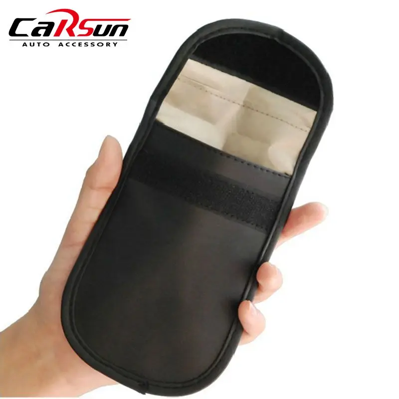 

1Pc Car PU Leather Key Card Phone Case Fob Signal Blocker Bag Shielding Pouch Wallet Case for Mobile Auto Accessories