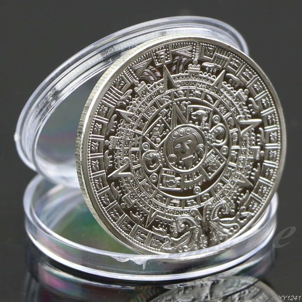 1 х ацтекский календарь Майя сувенир позолоченный посеребренный Памятная коллекция монет Подарочная Y110-Dropshipping