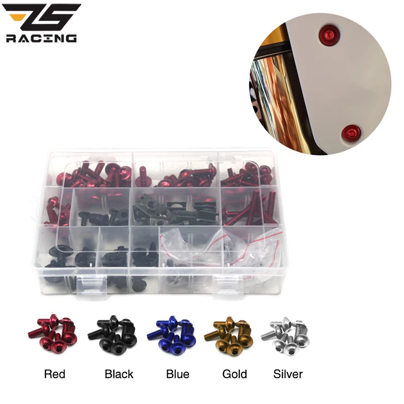 

ZS Racing Universal Motorcycle Complete Full Set of CNC Alloy Fairing Bolt Kit Body Screws For Yamaha Honda Kawasaki Suzuki