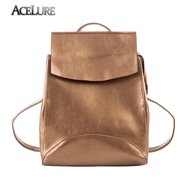 Бренд ACELURE, женские рюкзаки из масляной кожи, школьная сумка на плечо для студентов, рюкзак для девочек-подростков, женский рюкзак для путешествий - Цвет: gold