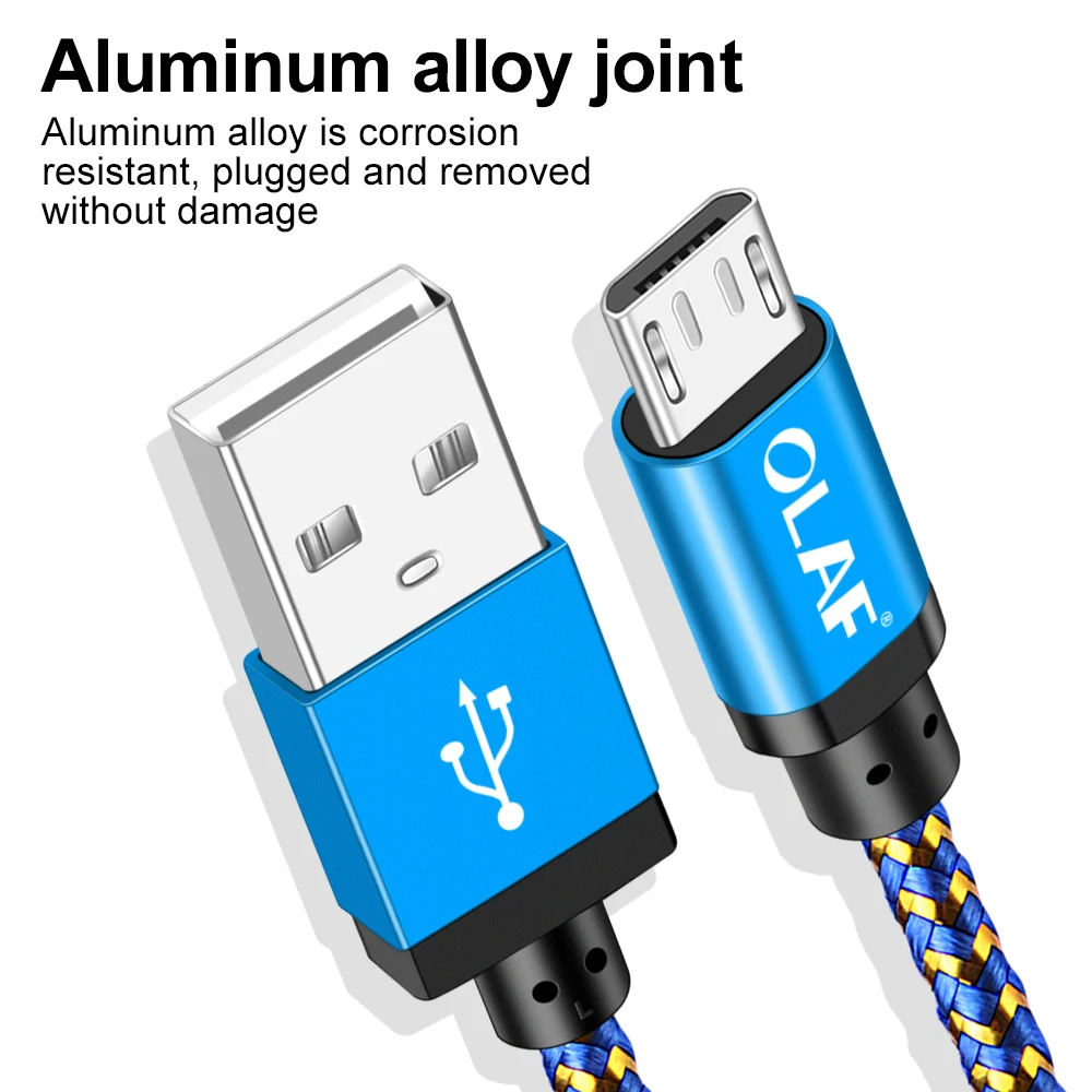 أولاف المصغّر usb كابل 1 M 2 M 3 M سريع بيانات الشحن كابل usb لسامسونج Xiaomi هواوي الروبوت سلك Microusb الهاتف المحمول الكابلات