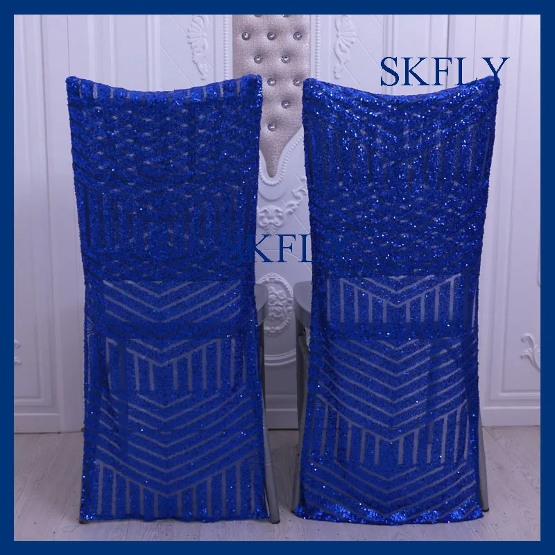 

CH004N royal blue new pattern sequin chair cover for wedding