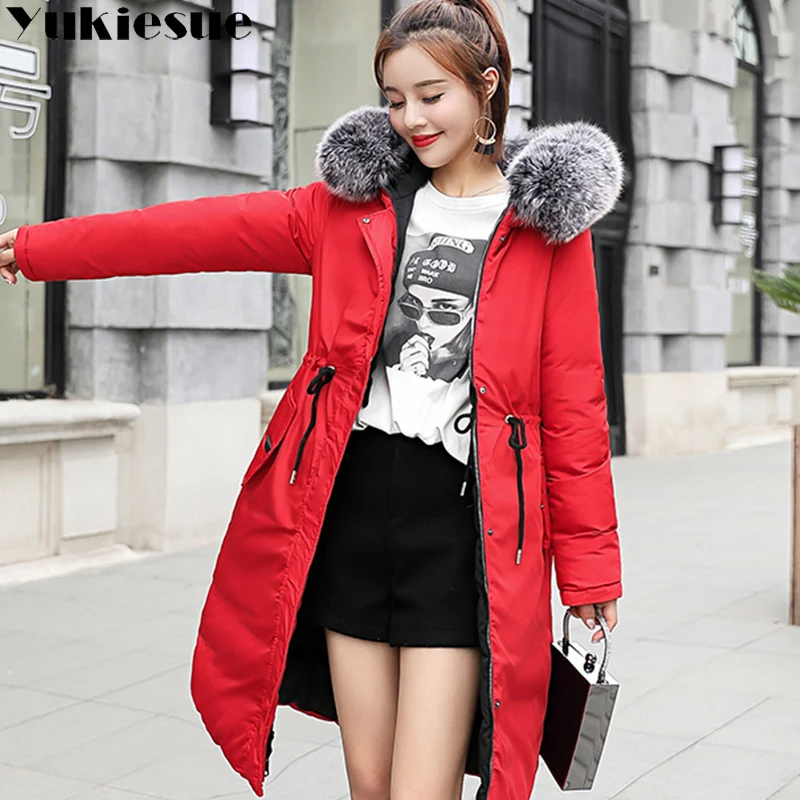 winter jacket women parka 2018 winter warm plus thick Big faux fur collar hooded coat female Plus size XXXL Women's down jacket
