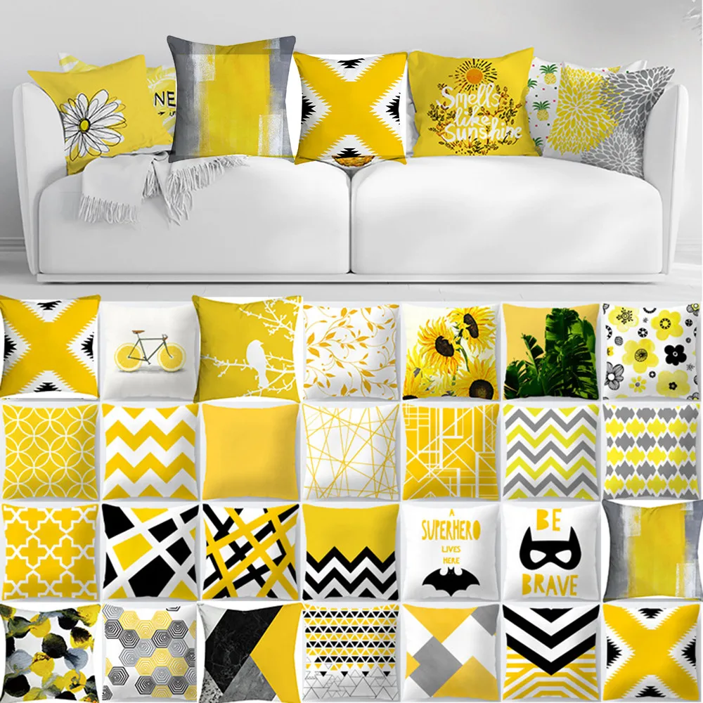 Yellow Pillow Case Sofa Car Waist Throw Cushion Cover Home Decor Cushion Cover Home Decor Наволочка