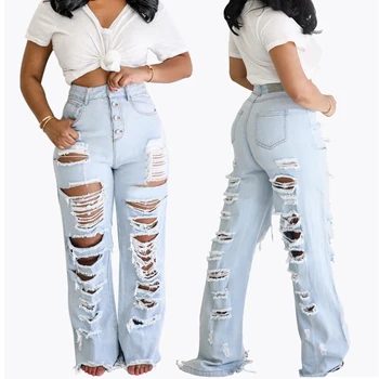 

Streetwear Beggar Front Back Holes Destroyed Ripped Jeans For Women High Waist Distressed Jeans Loose Boyfriend Jeans Woman Mom