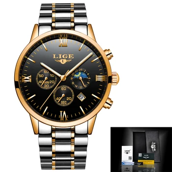 

LIGE Men Watches Luxury Top Brand Military Sports Watch Mens Business Waterproof Full Steel Quartz Watch Relogio Masculino+Box