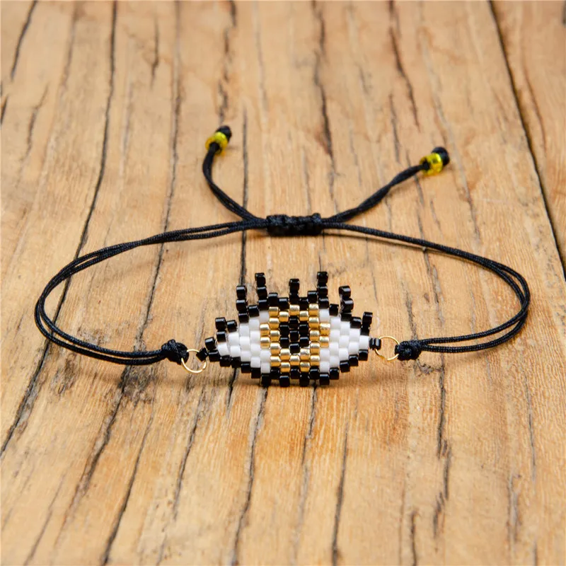 

SHINUSBOHO Golden Eye Charm Bracelet for Women Hand Woven MIYUKI String Bracelet Men Pulseras Fashion Statement Jewelry bileklik