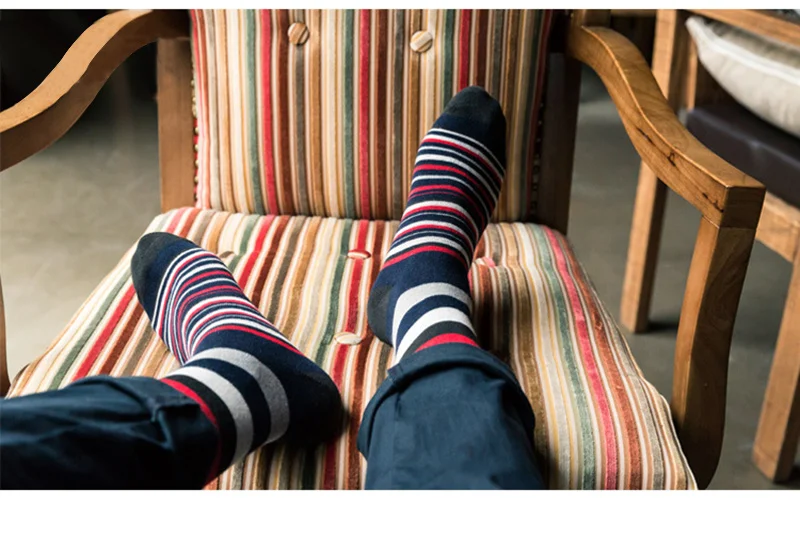 Fashion Men Striped Socks 5 Pairs Cotton Soft Mens Crew Socks Designed Men Socks Colorful Autumn Winter Stripes Male Hosiery (15)