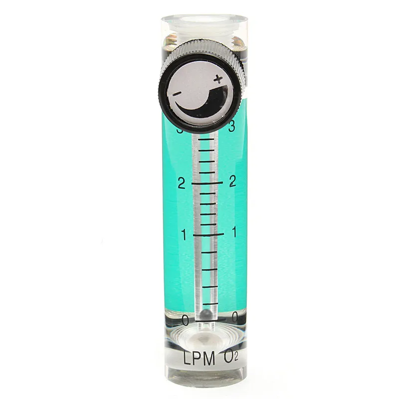 0-3LPM 93mm Acrylic Gas Air Oxygen Flow Meter With Control Valve Metal Connector 0.1Mpa Acrylic Nickel-plated Brass