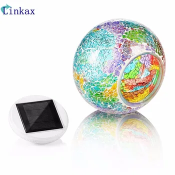 

Mosaic Glass Outdoor Solar Power Ball light Garden Stake Color Changing Lawn LED Light atmosphere decor Solar lawn lamp