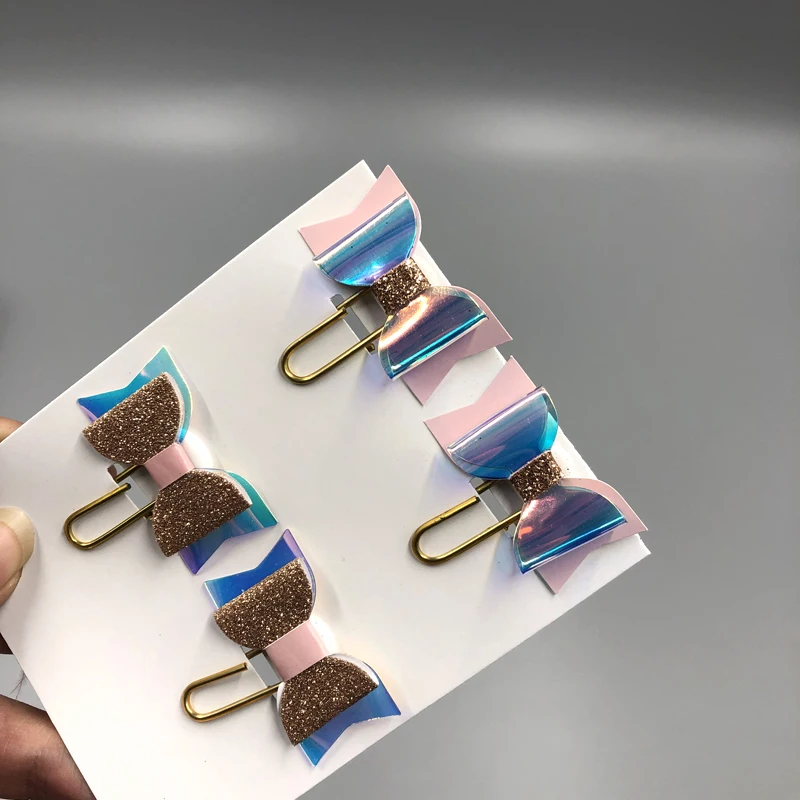 

Cute Laser Color Bow Shape Paper Clips Gold Metal Paper Clip Planner Bookmarks Journals Decorative Accessories School Supplies