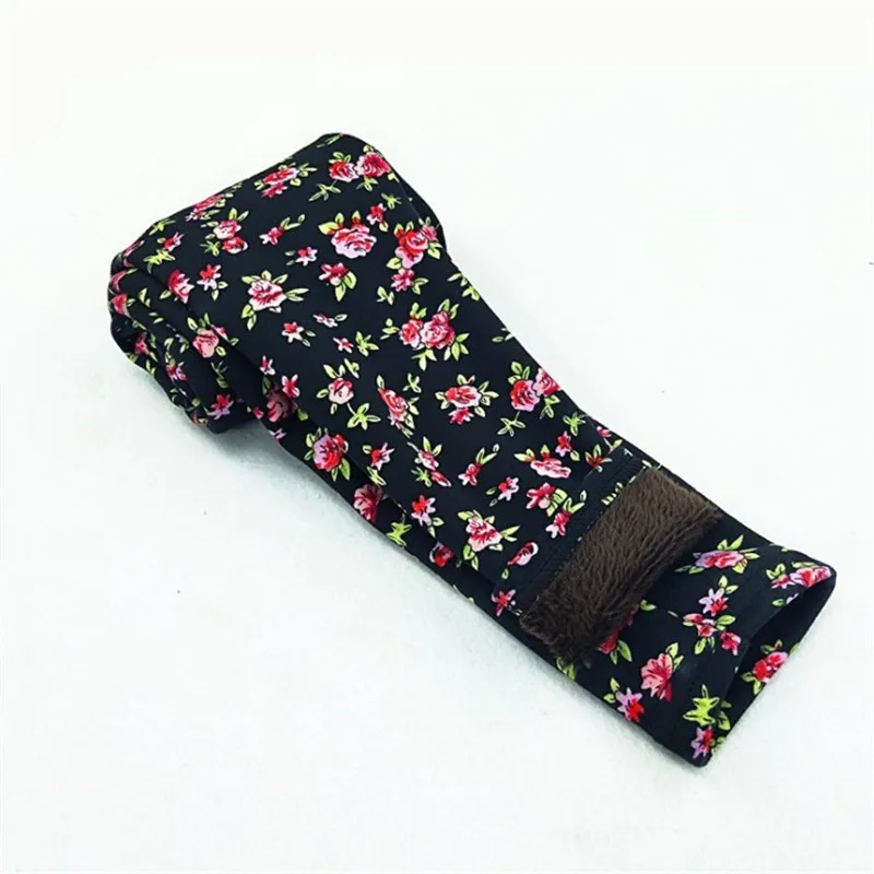 Black flower Осень-зима, бархатные теплые леггинсы с рисунком для девочек, новинка года, модные утепленные леггинсы с леопардовым принтом для мальчиков и девочек - Цвет: Black flower
