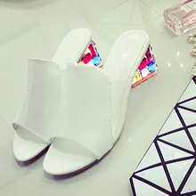 Sandalias plataforma 2017 лето ИСКУССТВЕННАЯ кожа женщина сандалии мелкой женской горный хрусталь женская обувь толстый каблук кристалл сандалии