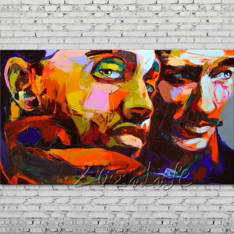 

Palette knife portrait Oil painting abstract human face Hand painted on canvas Francoise Nielly home decoration Drawing